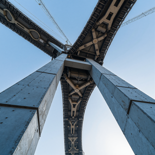 桥梁连接不同文化元素的艺术设计,象征文化交流与融合,创意视觉设计,现代商务风格